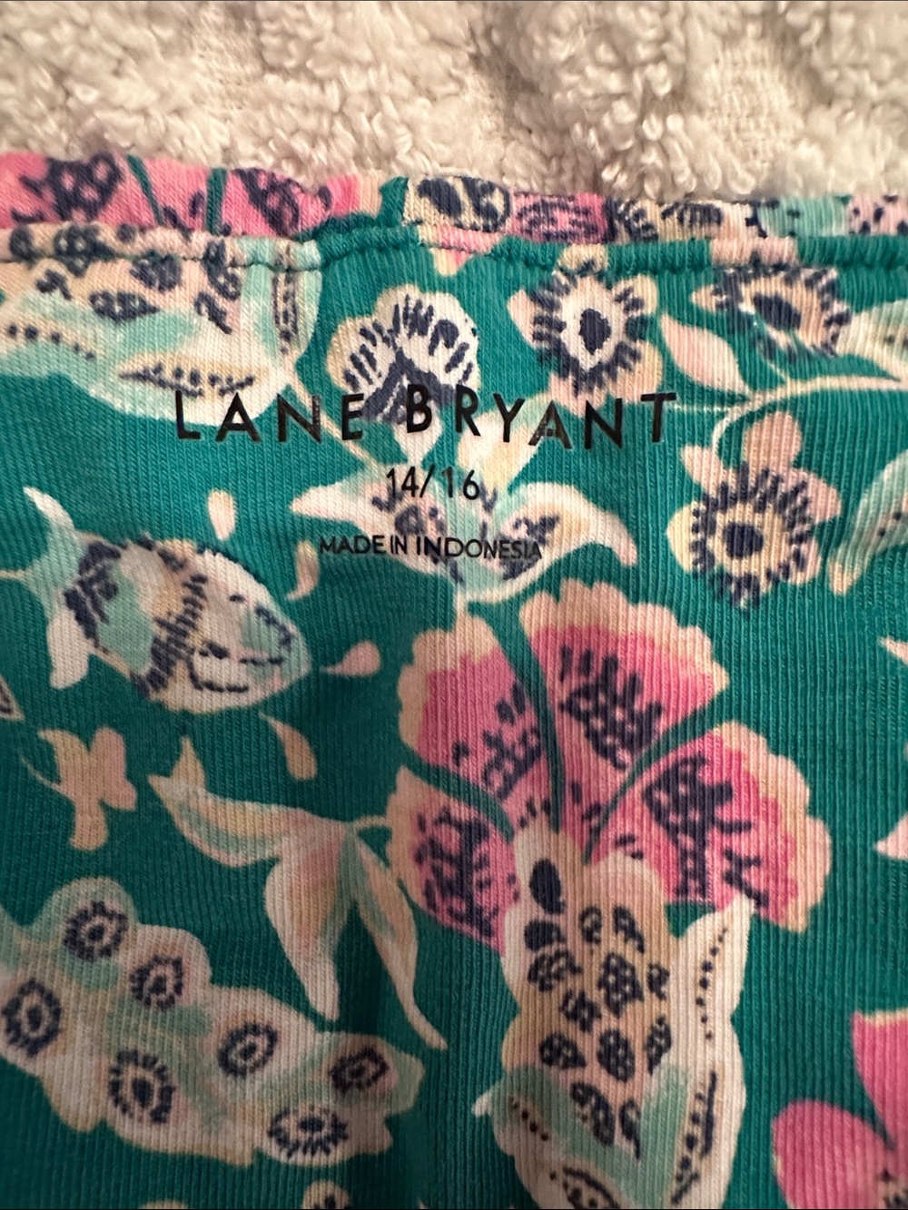 Lane Bryant Teal Floral Tube Top with Pink and Cream Accents